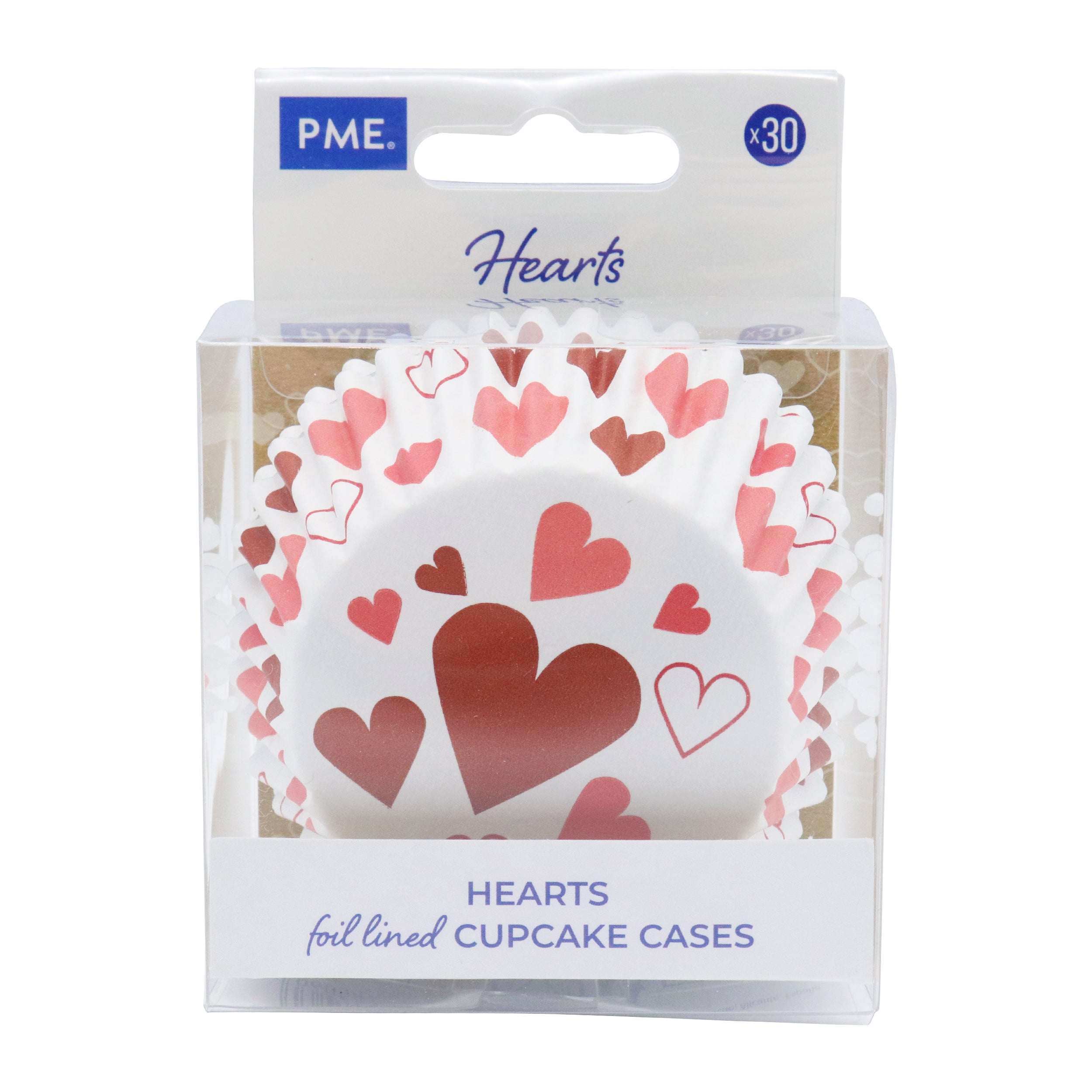 Foil-lined Cupcake Cases (Pack of 30), Red Hearts