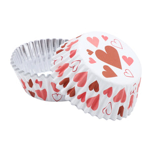 Foil-lined Cupcake Cases (Pack of 30), Red Hearts