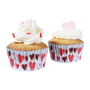 Foil-lined Cupcake Cases (Pack of 30), Red Hearts