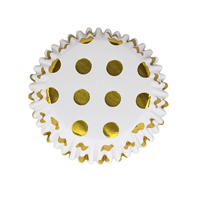 Cupcake Cases Foil Lined - Gold Foil Polka Dots Pk/30