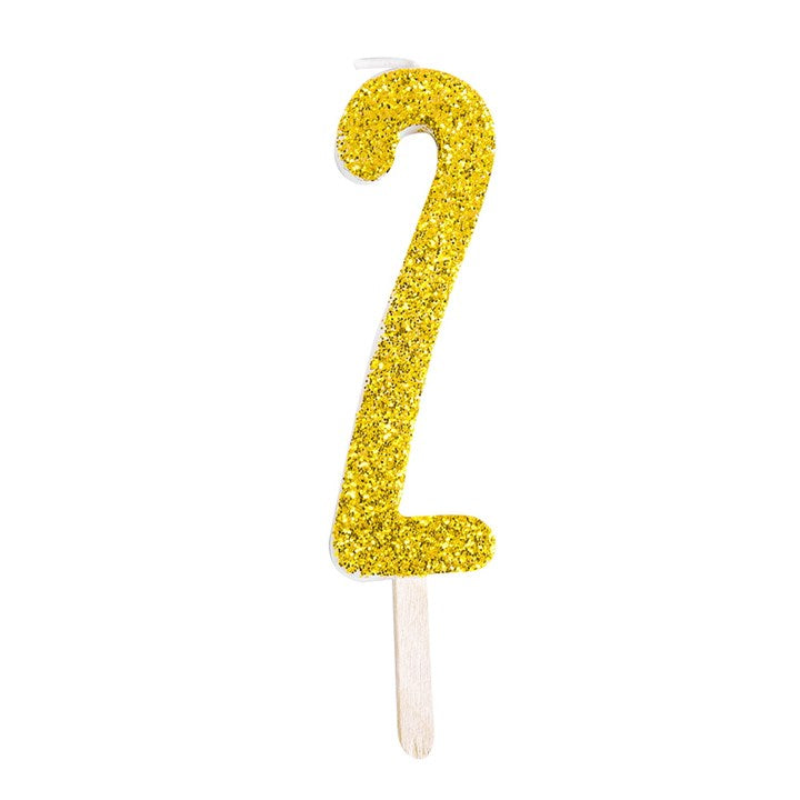Gold Glitter Numeral Candle