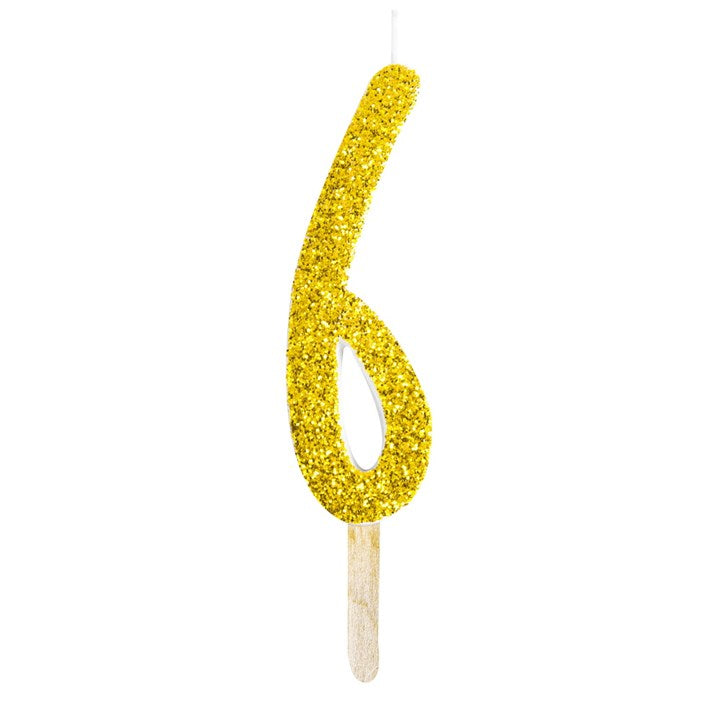 Gold Glitter Numeral Candle