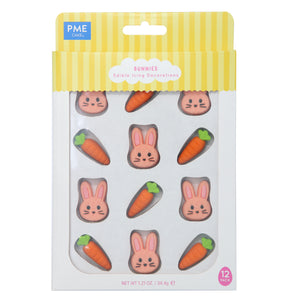 Easter Edible Sugar Decorations - Bunnies, Set of 12