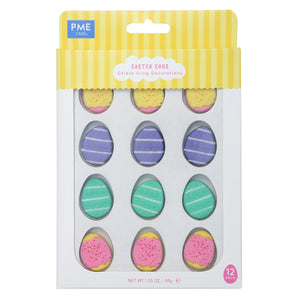 Easter Edible Sugar Decorations - Easter Eggs, Set of 12