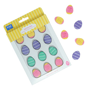 Easter Edible Sugar Decorations - Easter Eggs, Set of 12