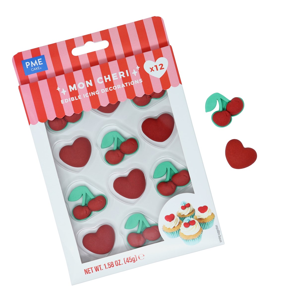 Valentines Edible Sugar Decorations - Mon Cheri (Pack of 12)